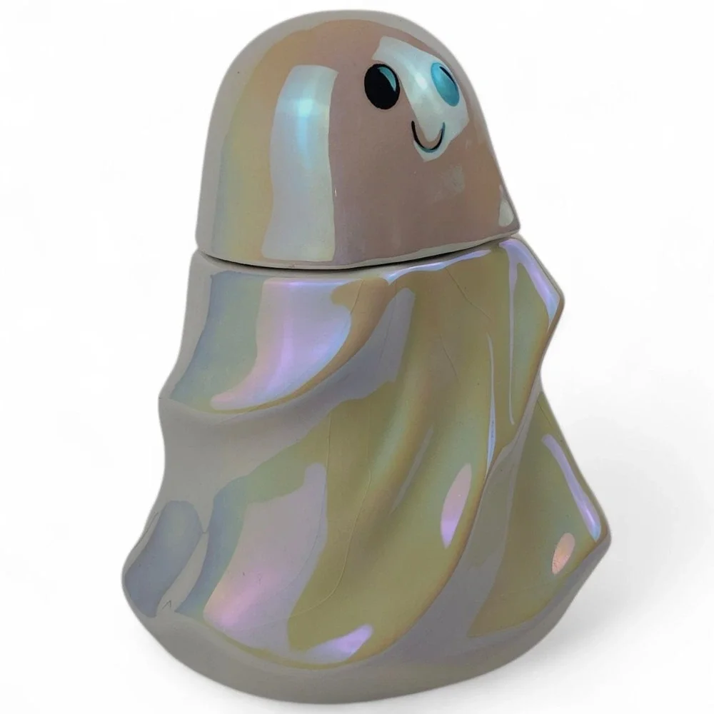 Target Halloween Iridescent Ceramic Ghost Candy Jar Novelty Vessel Decor 7